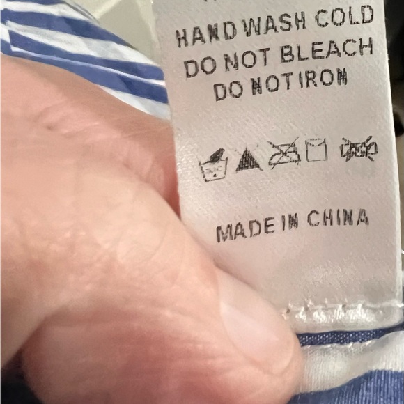 Pomander Place Blue and White Stripe Cotton Poplin Kenzo Dress Size L - Picture 6 of 6